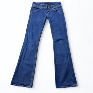 Hudson Jeans Women 26 Low Rise Flare Medium Wash USA Made Stretch Flap Pockets